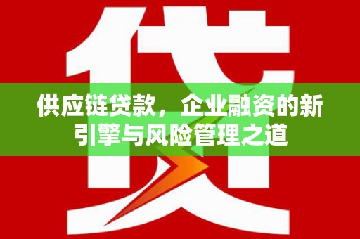 瑞芳供应链贷款，企业融资的新引擎与风险管理之道