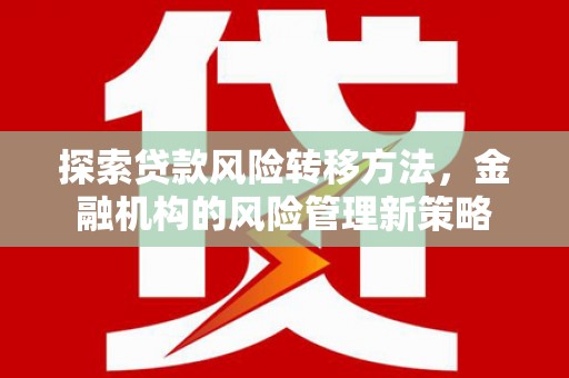 乐昌探索贷款风险转移方法，金融机构的风险管理新策略