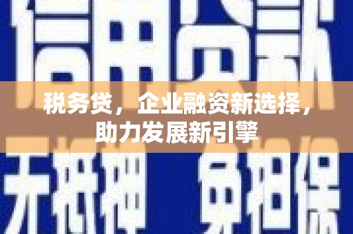 芦竹税务贷，企业融资新选择，助力发展新引擎