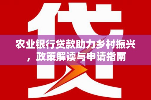 临高农业银行贷款助力乡村振兴，政策解读与申请指南